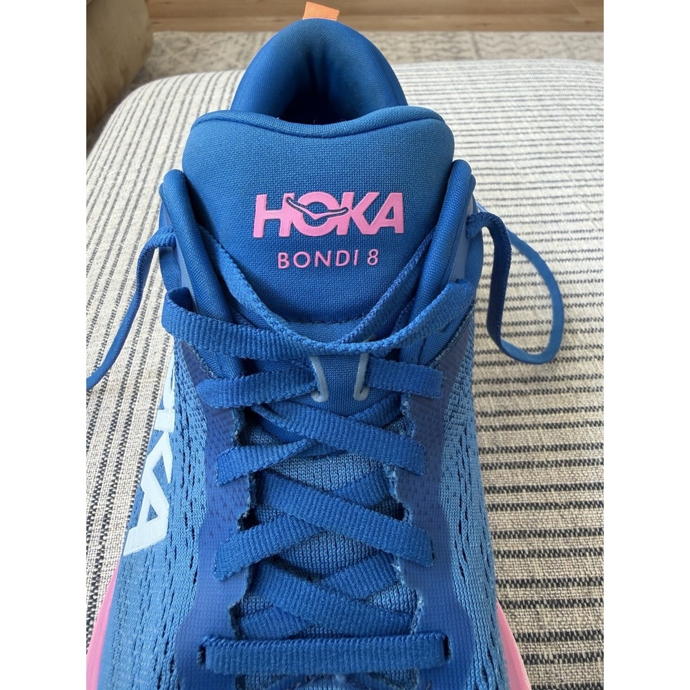 HOKA Bondi 8 Womens 11B Coastal Sky Blue Pink Running Shoes 1127952-CSAA - Picture 10 of 12